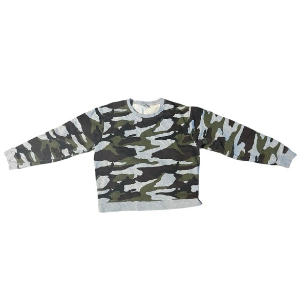 Kule Women's Medium 100% ORGANIC COTTON FLEECE Camo Sweatshirt Pullover Green - Picture 3 of 14
